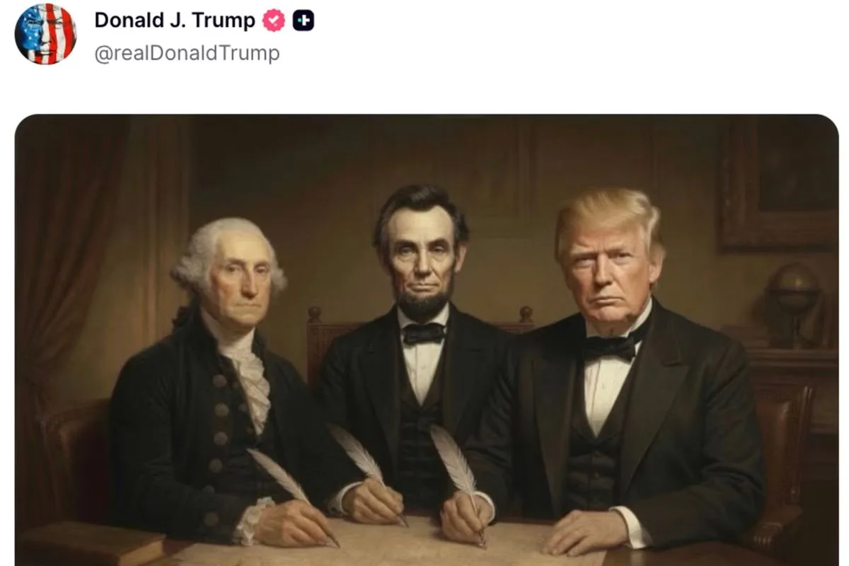 トランプ大統領、リンカーン&ワシントンと並ぶAI画像公開 「正気を疑う」と大炎上