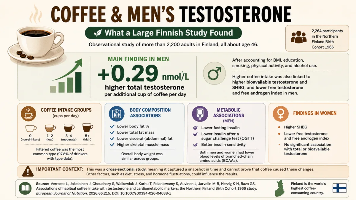 コーヒー1杯でテストステロン0.29上昇？ 2200人調査の衝撃